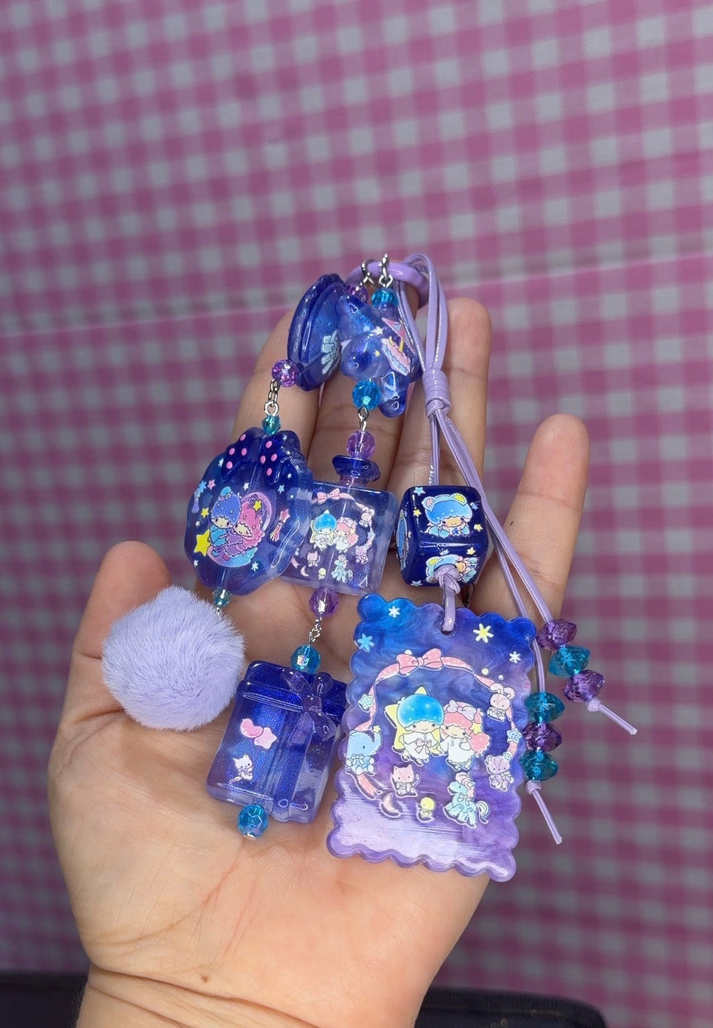 Twin Star Bag Charm- Starlight Square Charm Edition