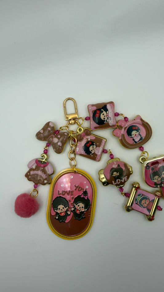 Monchichi Bag Charm- Original Pink Ring Edition